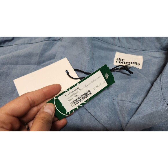 The Commons Men's XXL Blue Linen Rayon Blend Camp Collar Shirt NWT - Picture 3 of 9